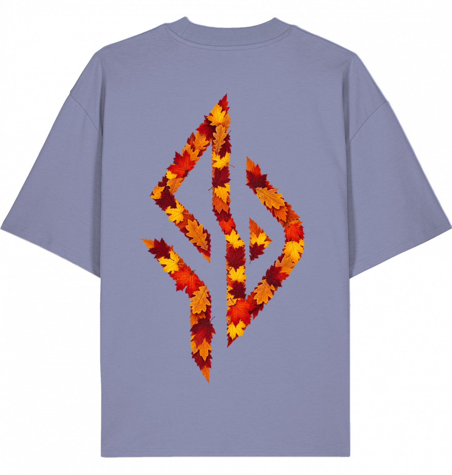 VESTR 07 Laub – Oversized Tee in Violet, Print aus Herbstlaub von SUÐR