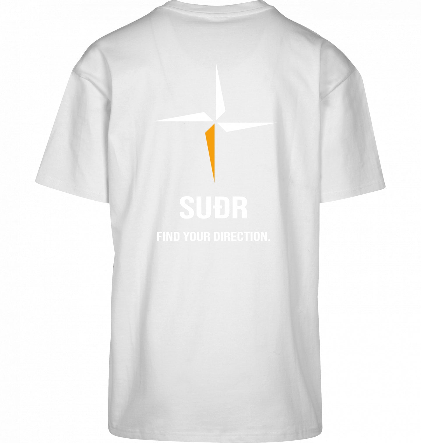 SUÐR FIND Heavy Oversize Tee in Ready To Dye – Rückansicht mit Kompass-Stern und Find Your Direction