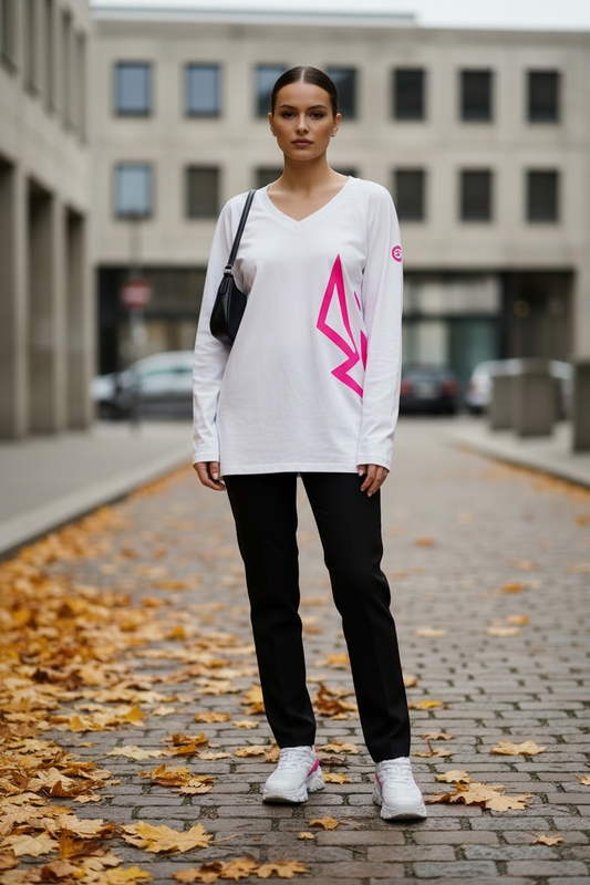 SUÐR Longsleeve Loose Damen – Weiß