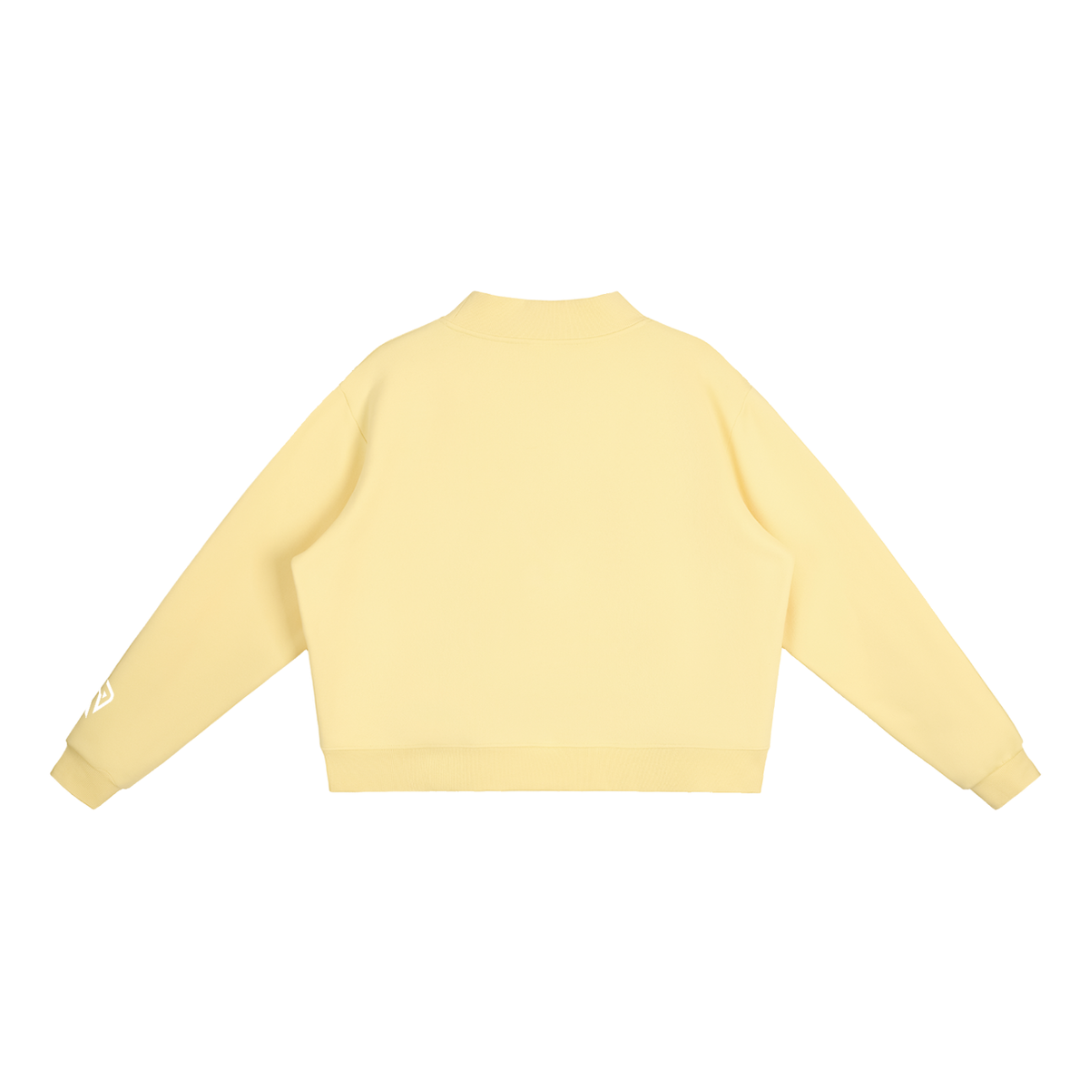 SUÐR Mock-Neck Sweatshirt – Sweatshirt in Yellow, Rückseite ohne Druck, Emblem am Ärmel