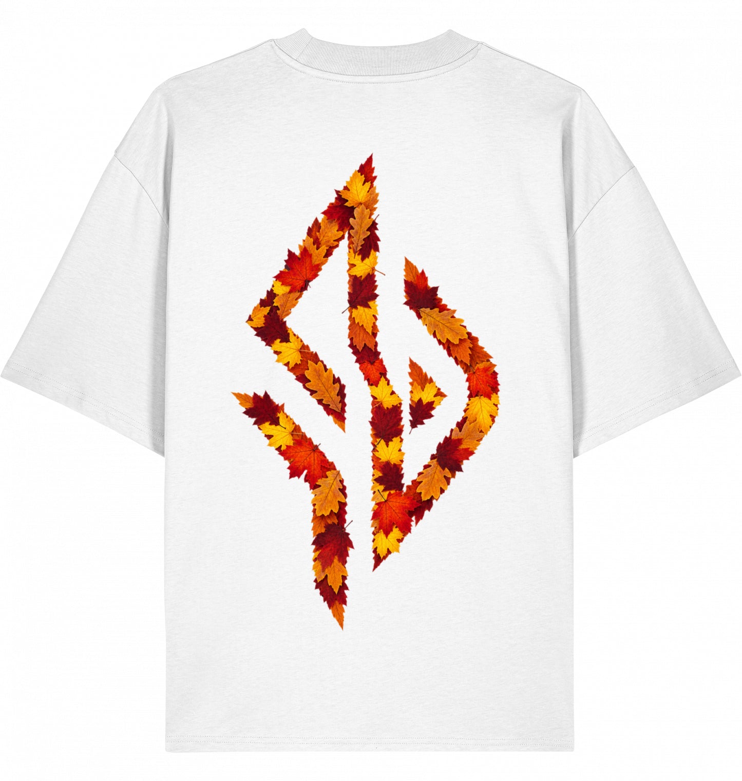 VESTR 07 Laub – Oversized Tee in White, Print aus Herbstlaub von SUÐR
