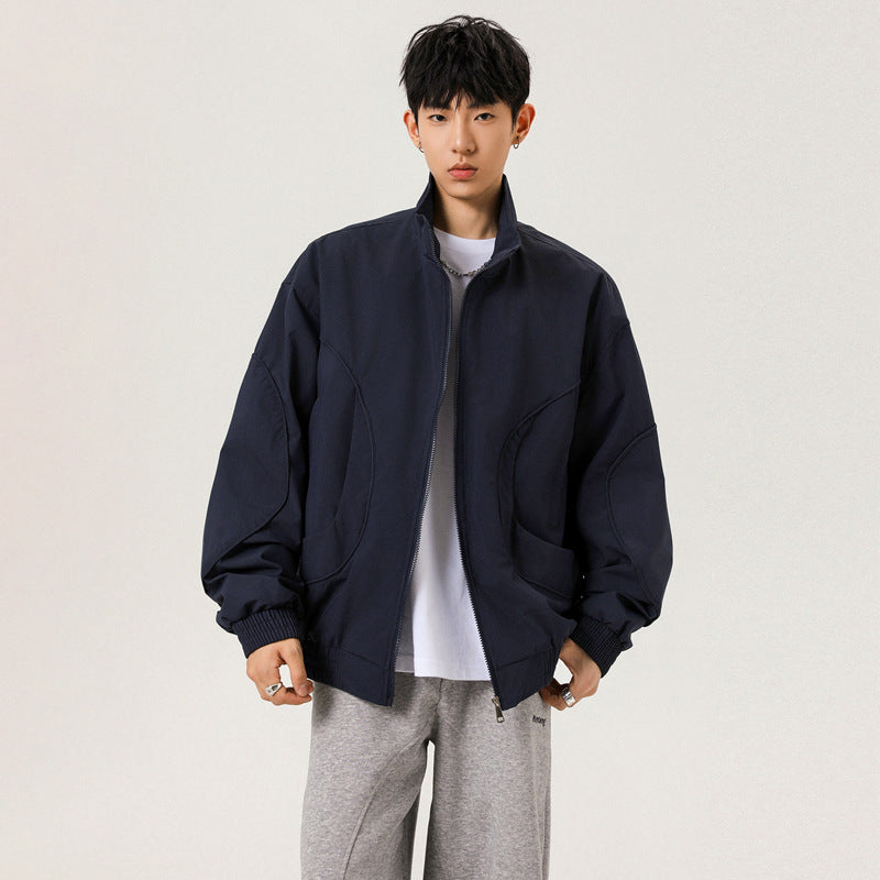 Men's Casual Loose Fit Stand Collar Flight Jacket