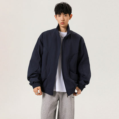Men's Casual Loose Fit Stand Collar Flight Jacket