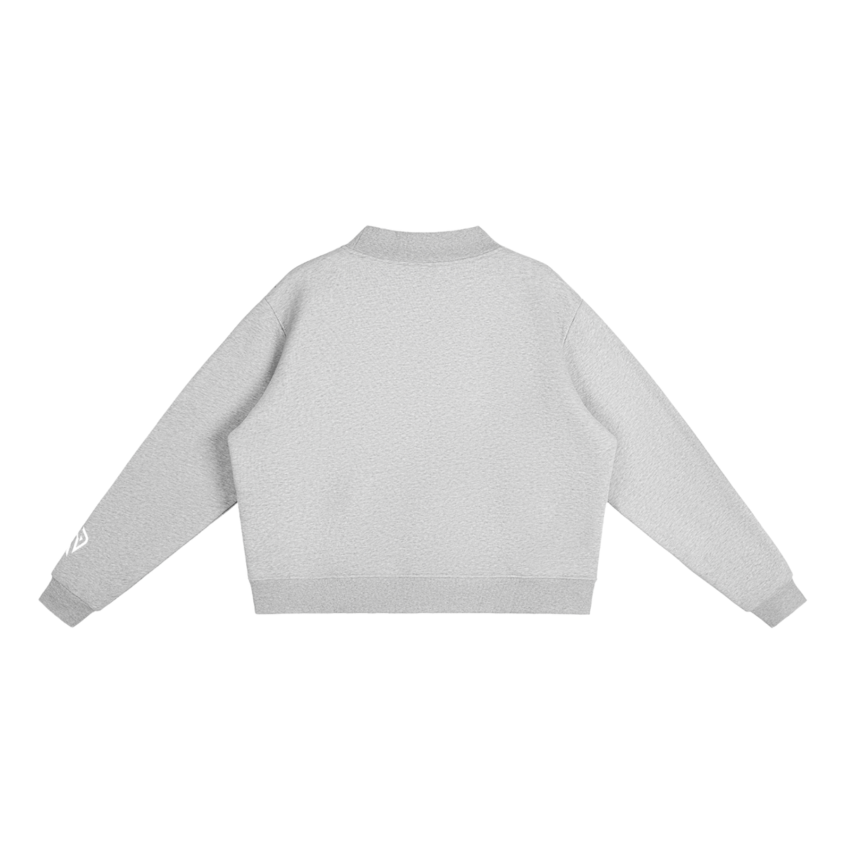 SUÐR Mock-Neck Sweatshirt – Sweatshirt in Flower Gray, Rückseite ohne Druck, Emblem am Ärmel