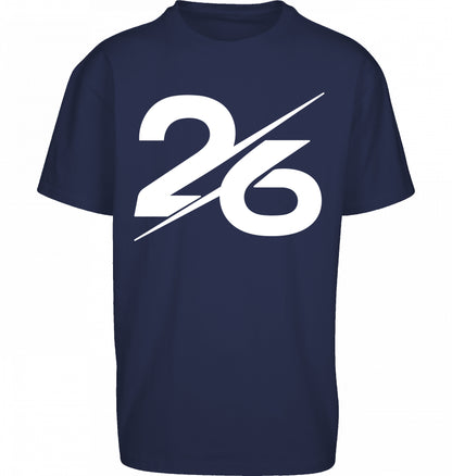 SUÐR FIND Heavy Oversize Tee in Dark Blue – Vorderansicht mit großer 26