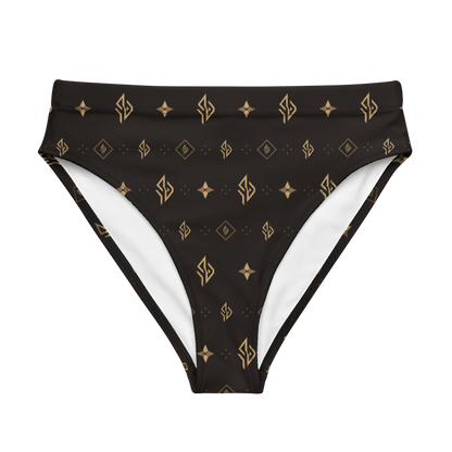 SUÐR Signature High-Waist Bikini Bottom – Braun/Gold