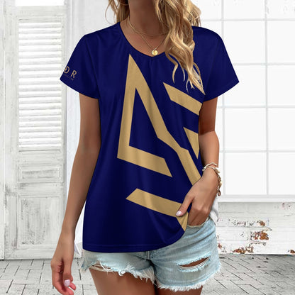 SUÐR Signature V-Neck Tee Damen – viele Farben – V-Neck Tee mit SUÐR-Emblem in Gold