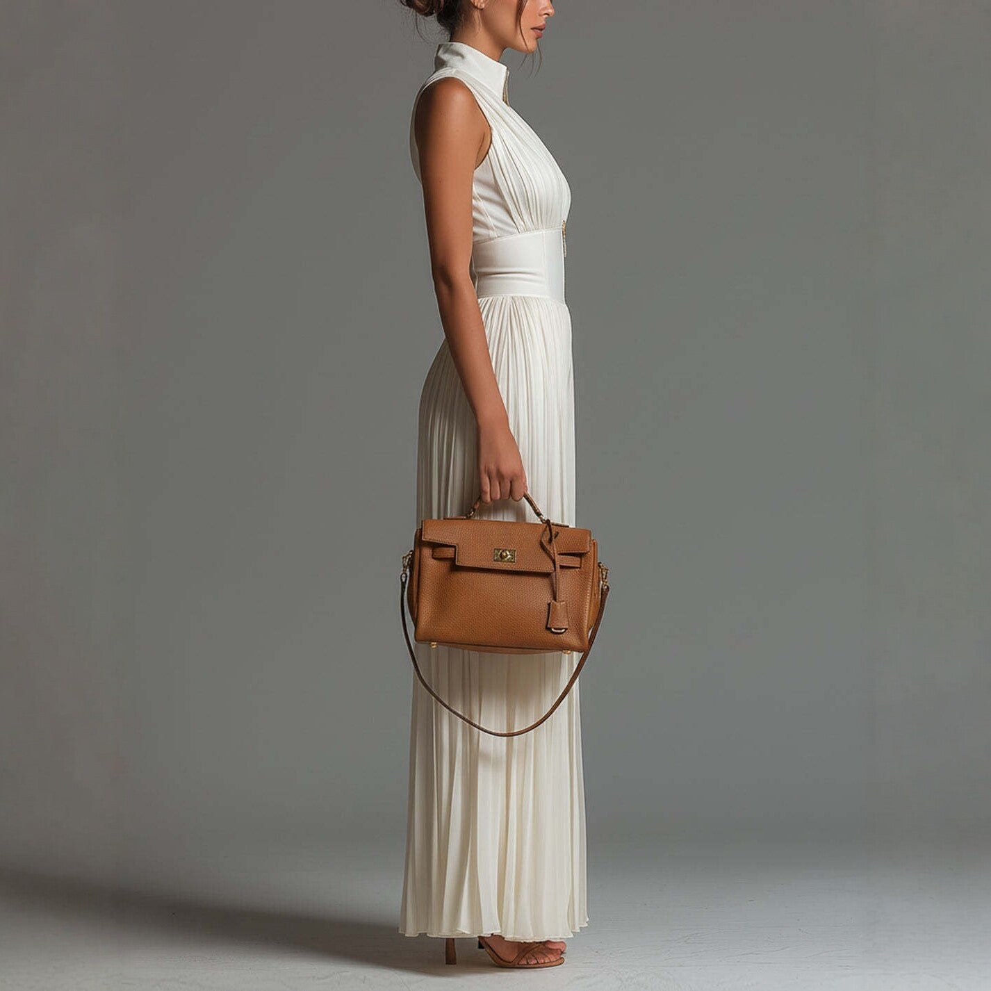 White Pleated Strap Neck Jumpsuit for Women, Long Wide Leg Fashion Sexy Folded Design eprolo