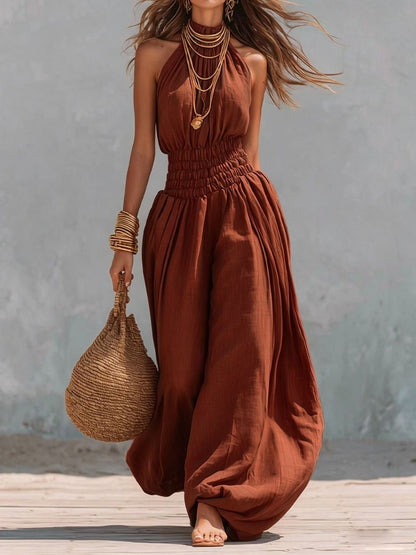 Sleeveless hanging neck lantern pants jumpsuit for women eprolo