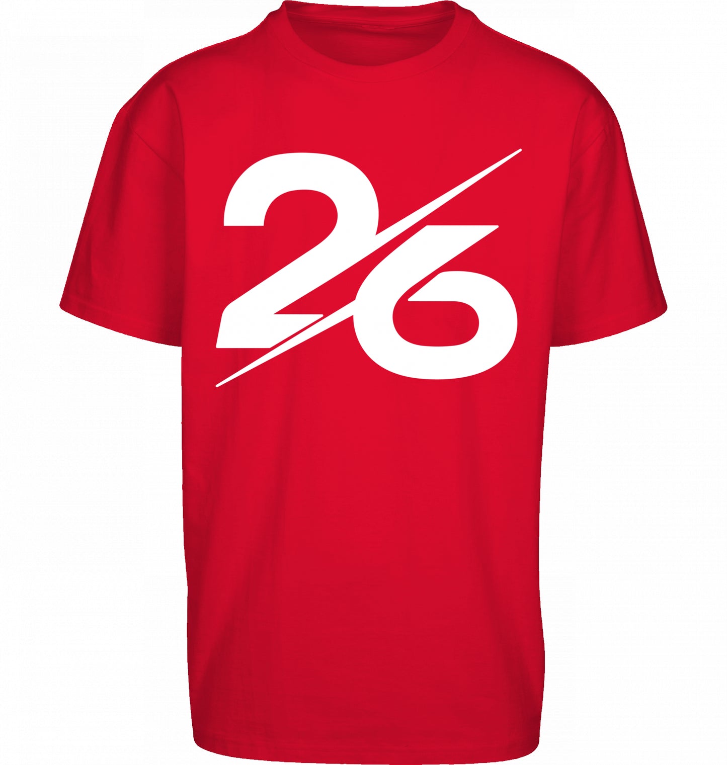 SUÐR FIND Heavy Oversize Tee in City Red – Vorderansicht mit großer 26