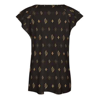 SUÐR Signature V-Neck Tee Damen – Braun/Gold