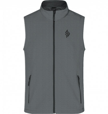 SUÐR Signature Softshell Weste in Iron Grey / Red