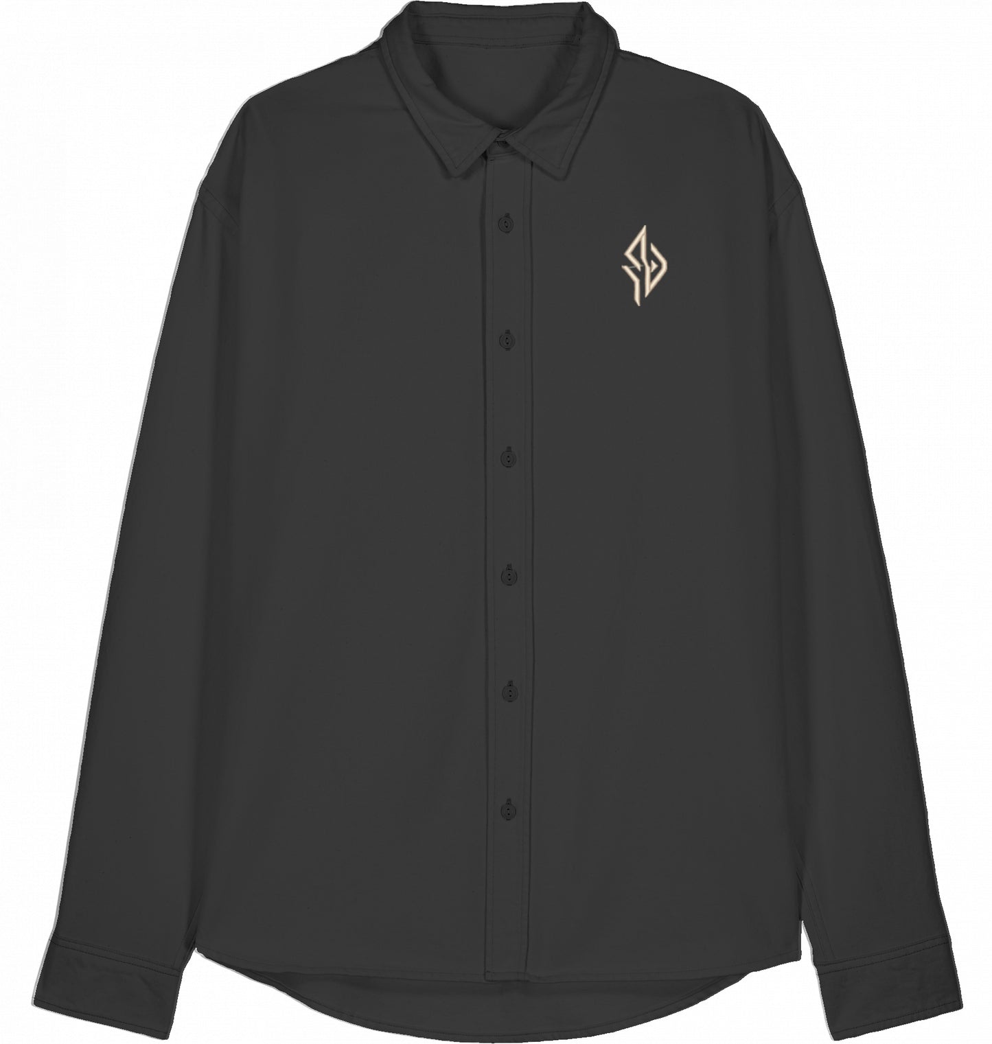 SUÐR Signature Worker Hemd in G. Dyed Black Rock
