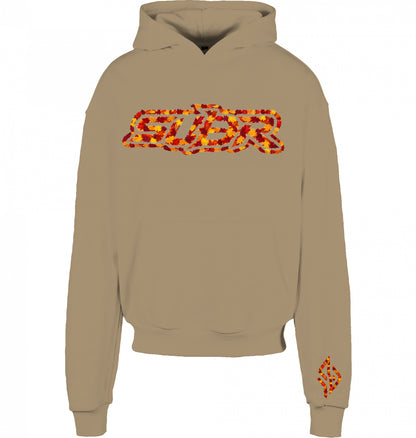 VESTR 07 Laub Hoodie – Boxy Hoodie in U. Beige, Print aus Herbstlaub von SUÐR