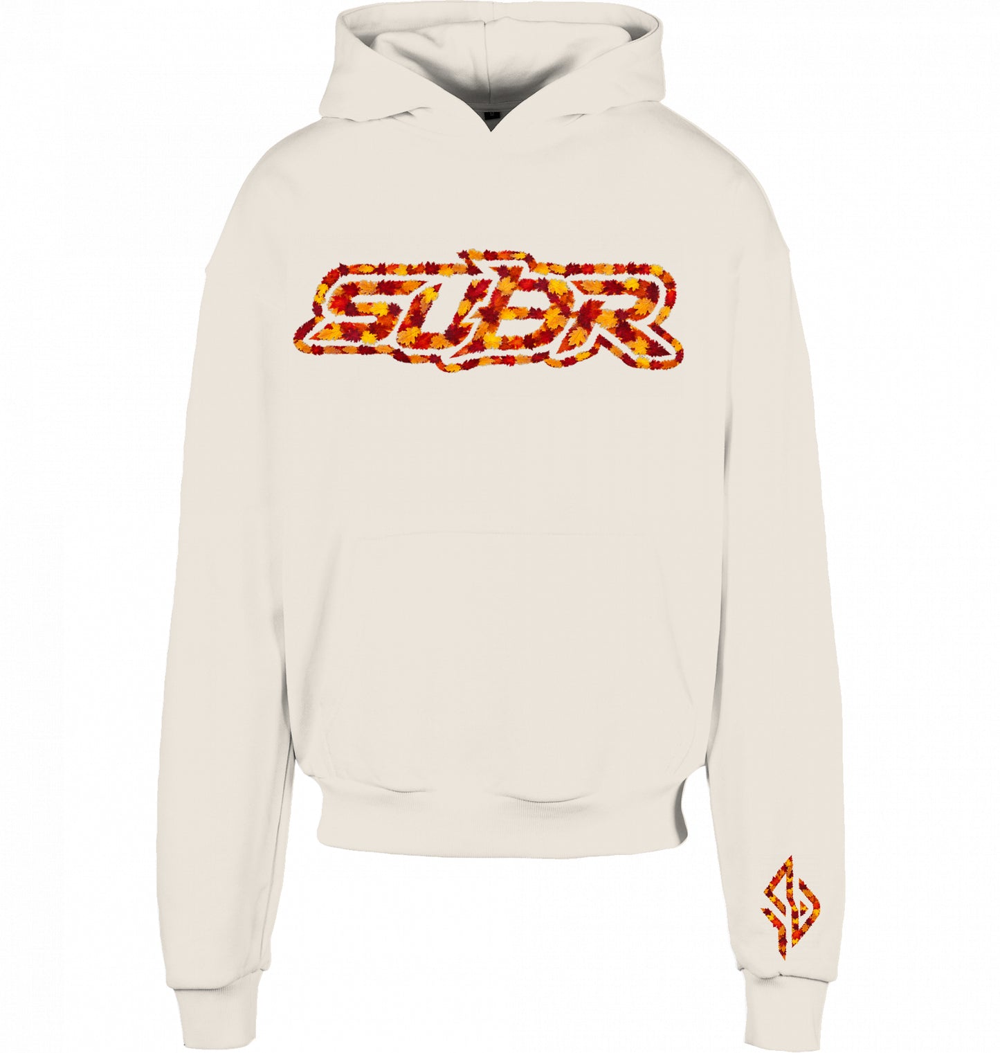 VESTR 07 Laub Hoodie – Boxy Hoodie in Sand, Print aus Herbstlaub von SUÐR