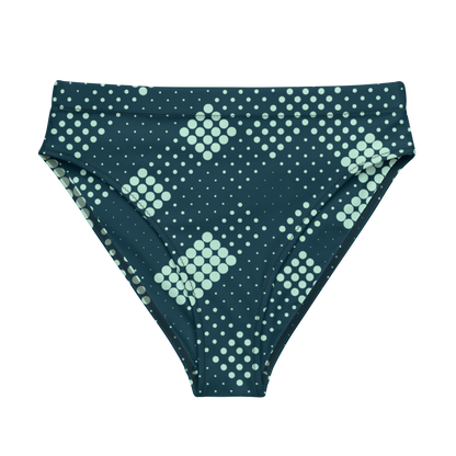 SUÐR-'26 High-Waist Bikini Bottom Dots Petrol – Bikinihose in Petrol mit Mint-Punkten