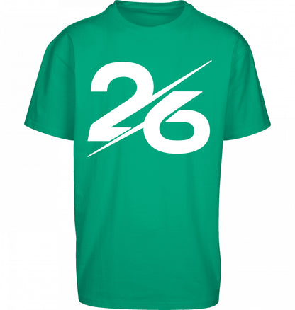 SUÐR FIND Heavy Oversize Tee in Grass Green – Vorderansicht mit großer 26