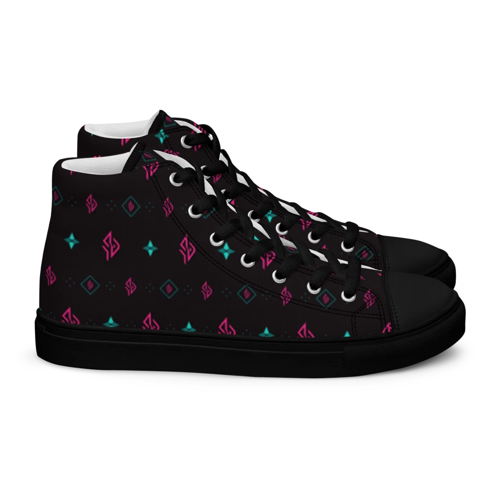 SUÐR Signature High-Top Sneaker Herren – Schwarz/Pink-Türkis