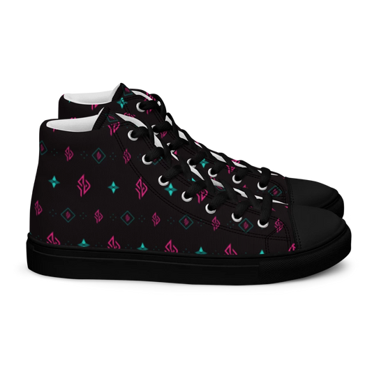 SUÐR Signature magas szárú sneaker férfi – fekete/pink-türkiz