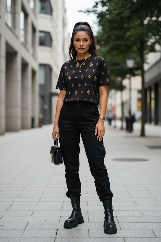 SUÐR Tee Damen – Braun/Gold