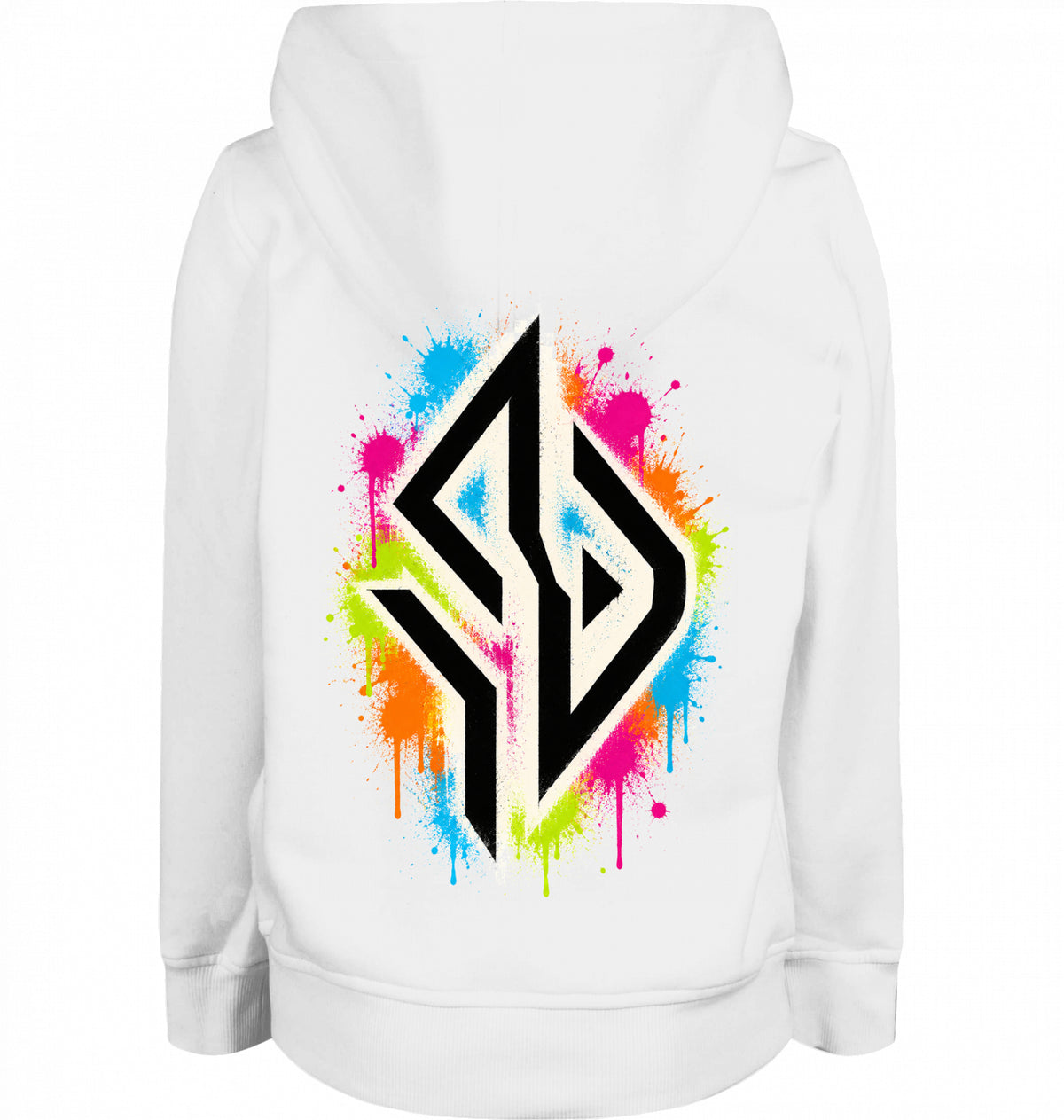 SUÐR Kids Hoodie Organic in Weiß, Rückseite mit Emblem