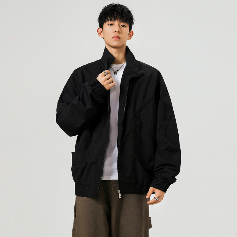 Men's Casual Loose Fit Stand Collar Flight Jacket