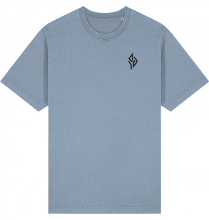 SUÐR FIND Vintage Tee in G. Dyed Blue Stone – Vorderansicht