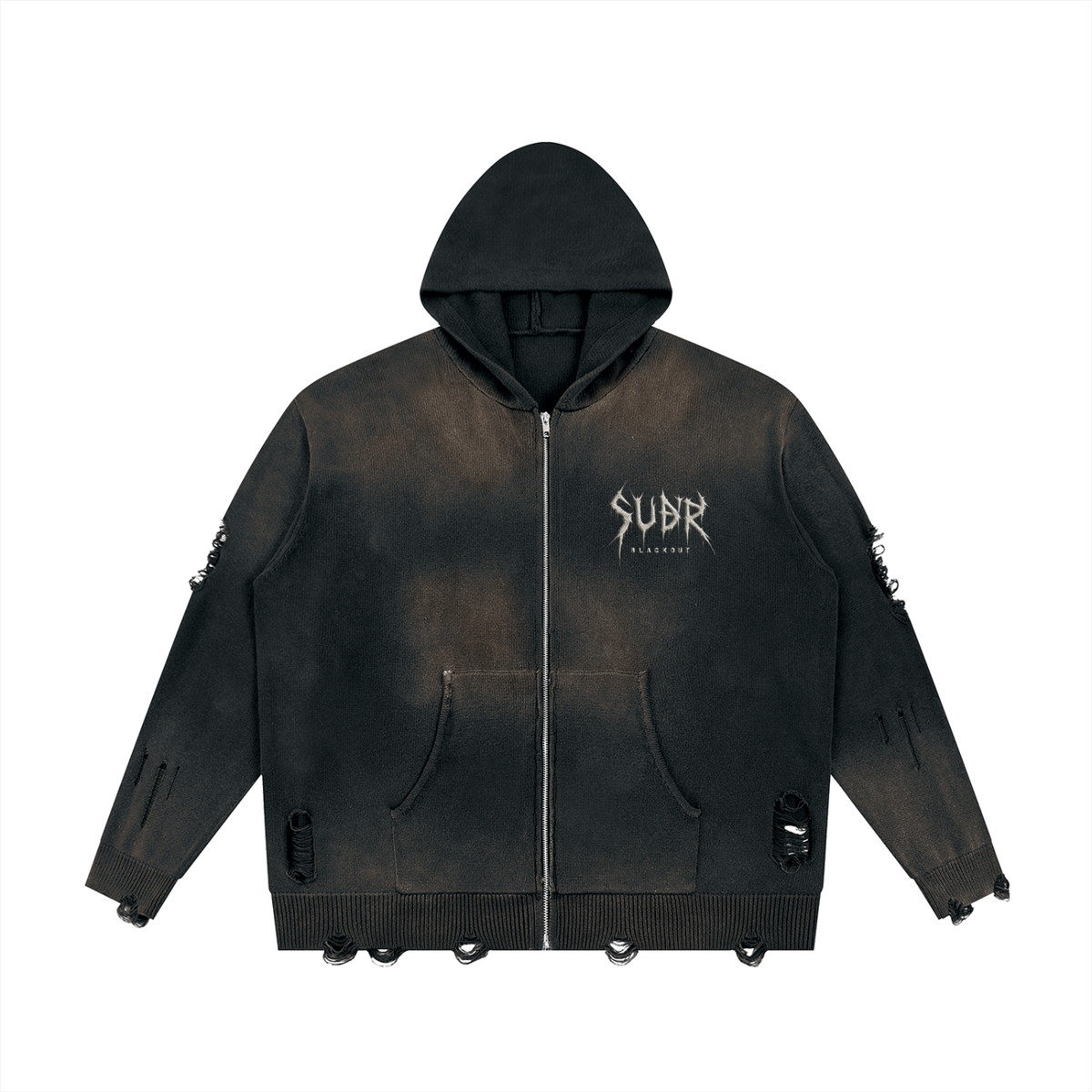 BLACKOUT distressed full zip Sweater – Ansicht 3