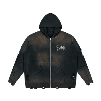 BLACKOUT distressed full zip Sweater – Ansicht 3