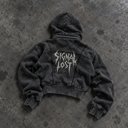 BLACKOUT vintage washed cropped fleece Hoodie – Ansicht 2