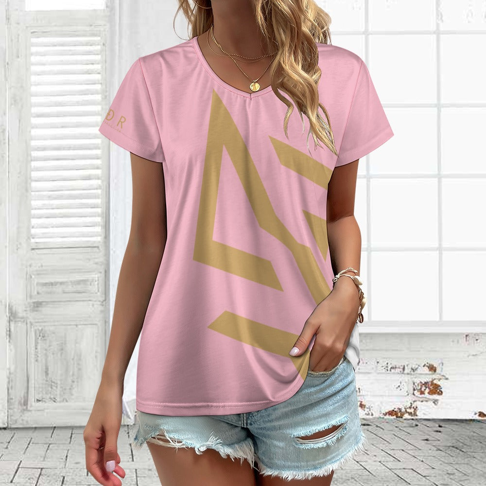 SUÐR Signature V-Neck Tee Damen – viele Farben – V-Neck Tee mit SUÐR-Emblem in Gold