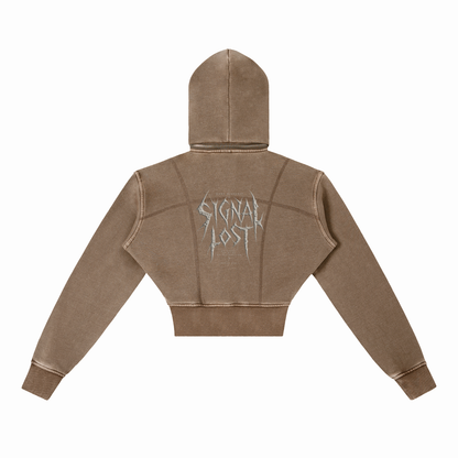 BLACKOUT vintage washed cropped fleece Hoodie – Ansicht 10