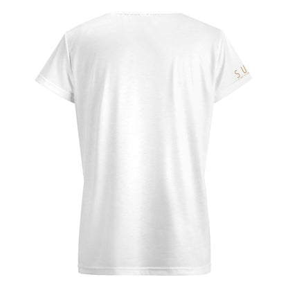 SUÐR Signature V-Neck Tee Damen – viele Farben – V-Neck Tee mit SUÐR-Emblem in Gold