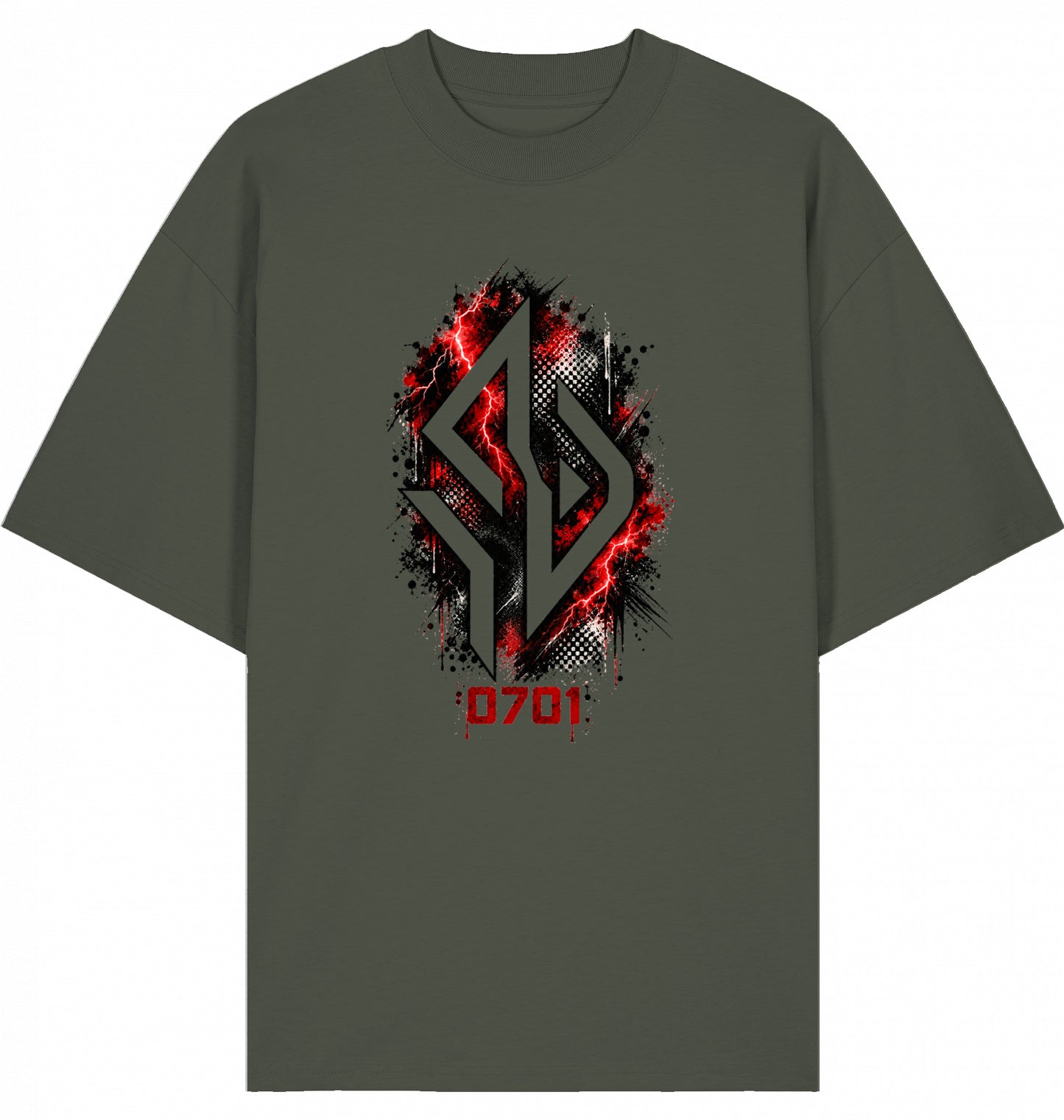 Backpiece 0701 Never Fear 2 Fall – Oversize Tee in Khaki, grosser Rückenprint von SUÐR