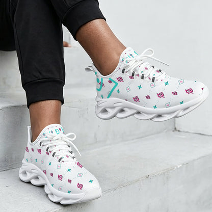 SUÐR Signature 07 Sneaker Damen – Weiß/Pink-Türkis