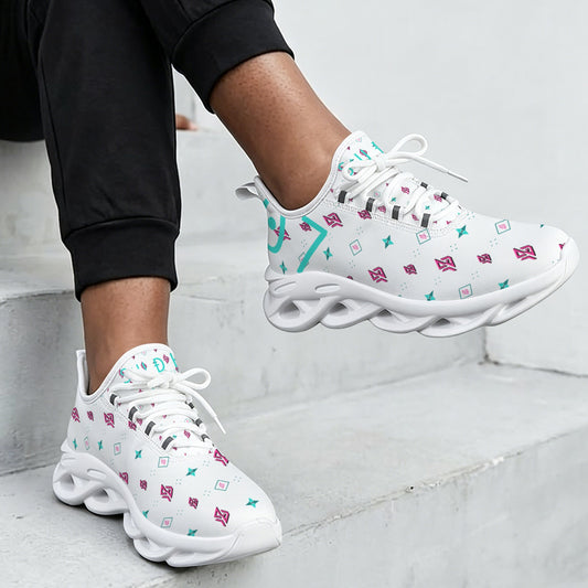 SUÐR Signature 07 Sneaker Damen – Weiß/Pink-Türkis