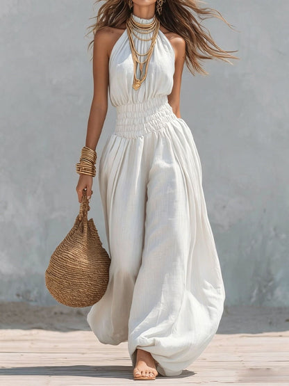 Sleeveless hanging neck lantern pants jumpsuit for women eprolo