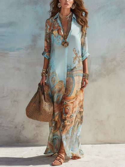 SUÐR - Vintage Chiffon Maxikleid
