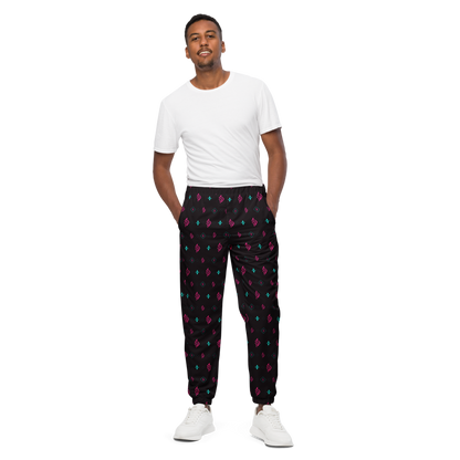 SUÐR Signature Track Pants – fekete/pink-türkiz