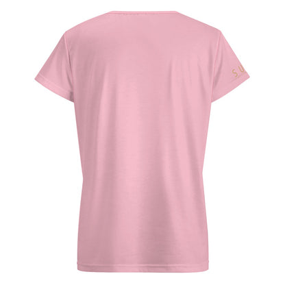 SUÐR Signature V-Neck Tee Damen – viele Farben – V-Neck Tee mit SUÐR-Emblem in Gold