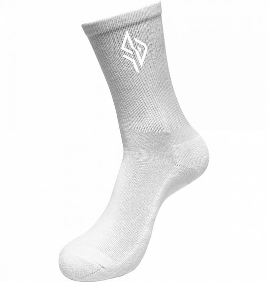 SUÐR FIND Crew Socks in Weiß – zweite Ansicht