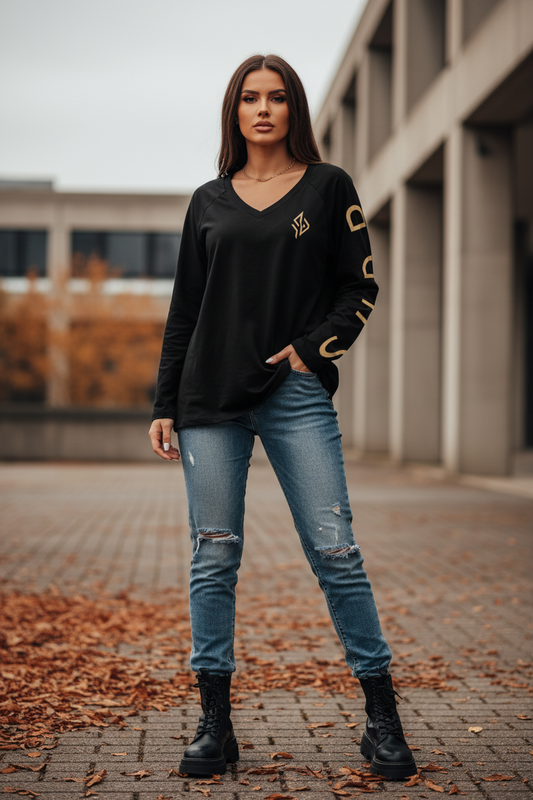 SUÐR Longsleeve Loose Damen – Schwarz