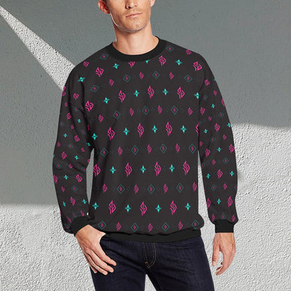 SUÐR Signature Sweatshirt Herren – Schwarz/Pink-Türkis