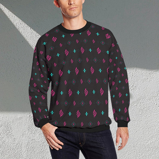 SUÐR Signature Sweatshirt Herren – Schwarz/Pink-Türkis