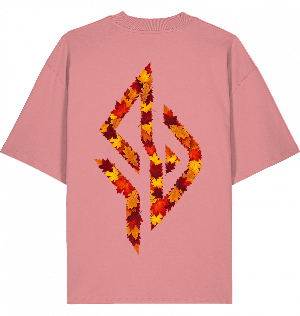 VESTR 07 Laub – Oversized Tee in Pink Joy, Print aus Herbstlaub von SUÐR
