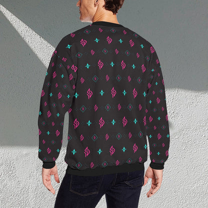 SUÐR Signature Sweatshirt Herren – Schwarz/Pink-Türkis
