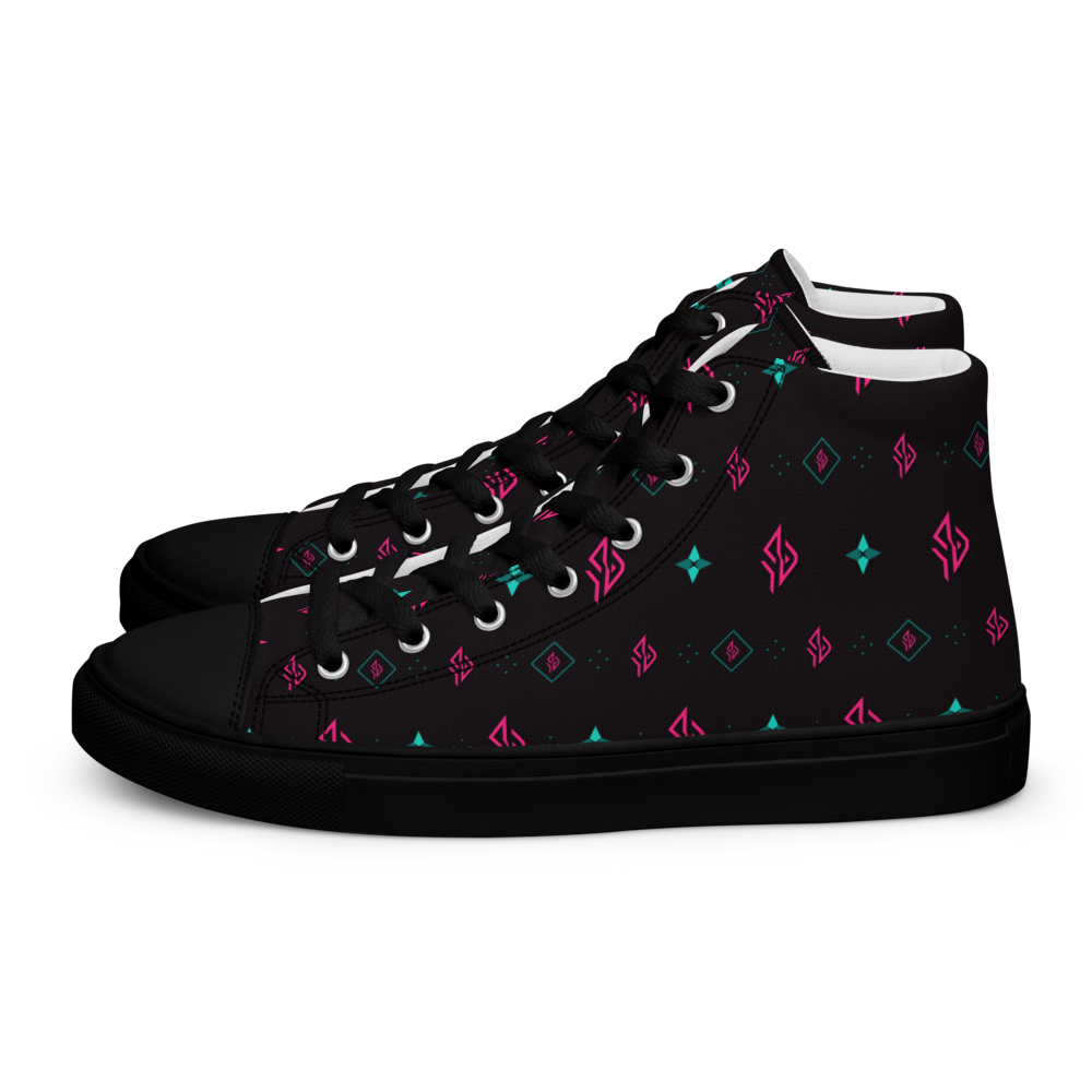 SUÐR Signature High-Top Sneaker Herren – Schwarz/Pink-Türkis