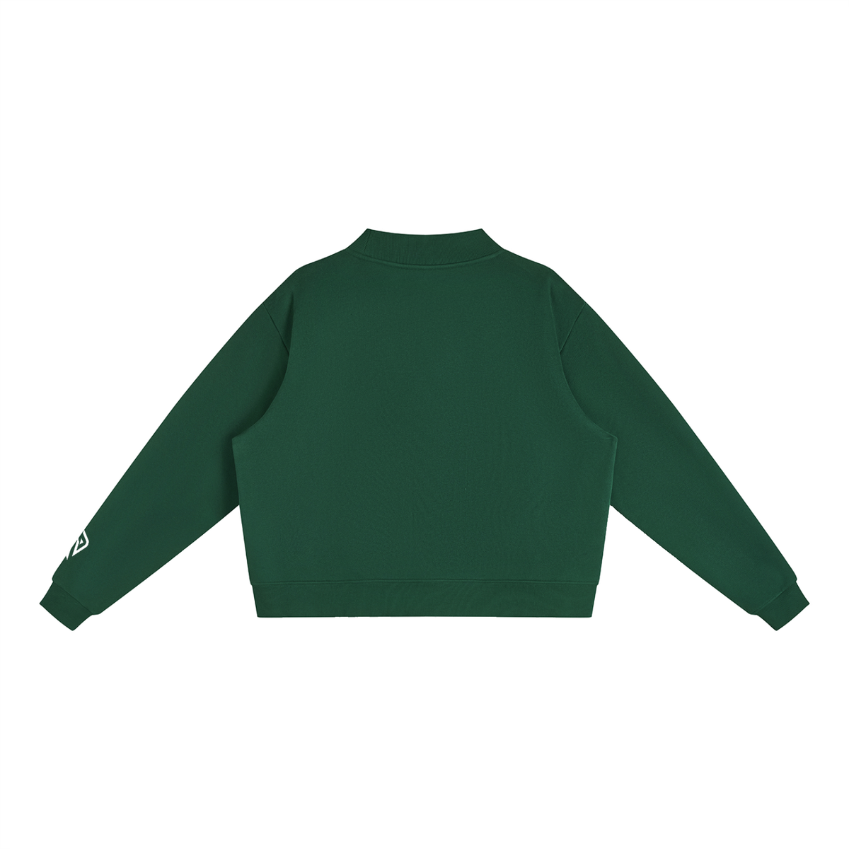 SUÐR Mock-Neck Sweatshirt – Sweatshirt in Blackish Green, Rückseite ohne Druck, Emblem am Ärmel