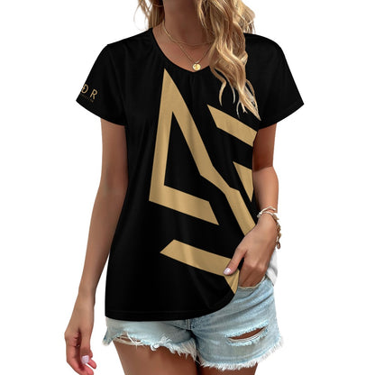 SUÐR Signature V-Neck Tee Damen – viele Farben – V-Neck Tee in Schwarz