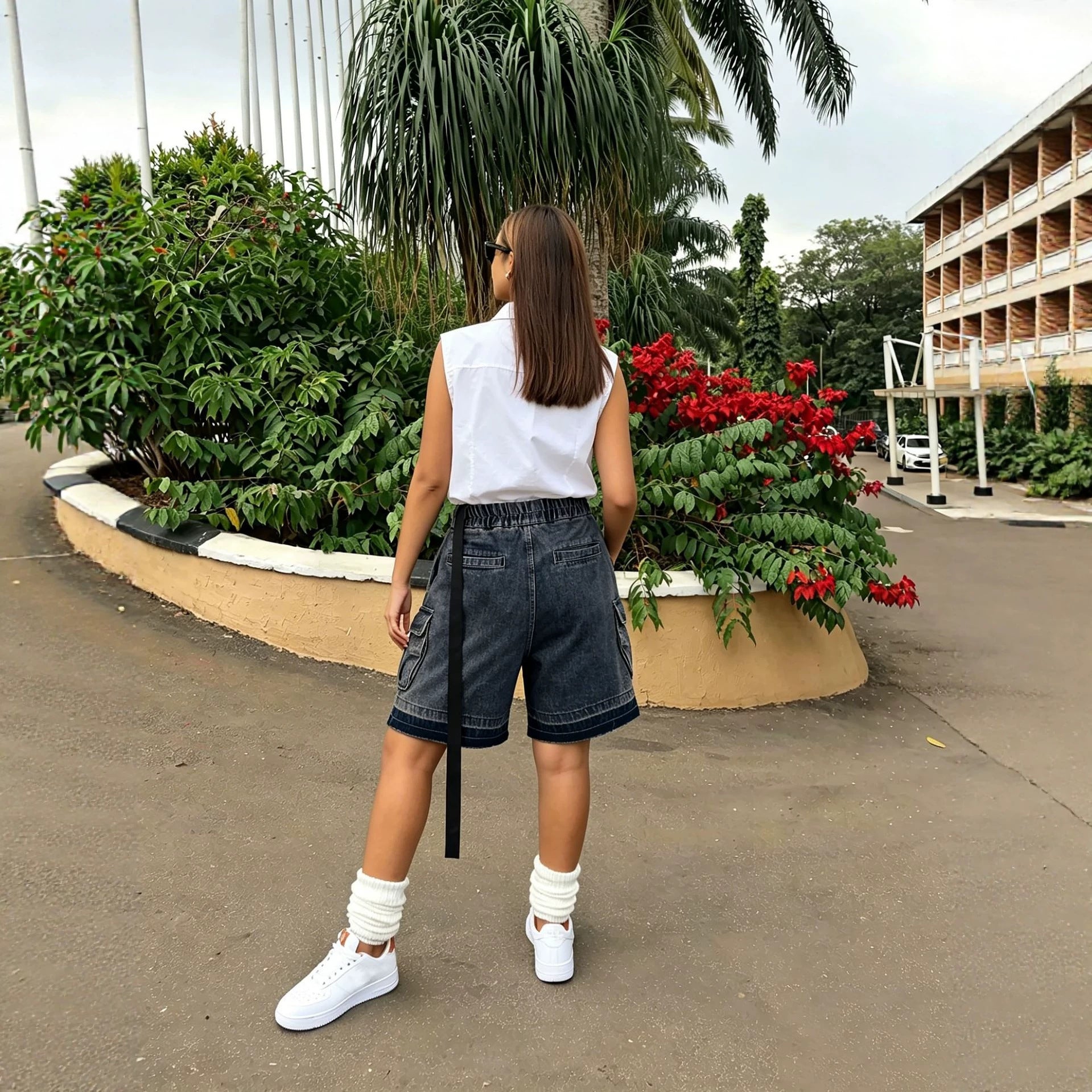 SUÐR Signature Denim Cargo Shorts